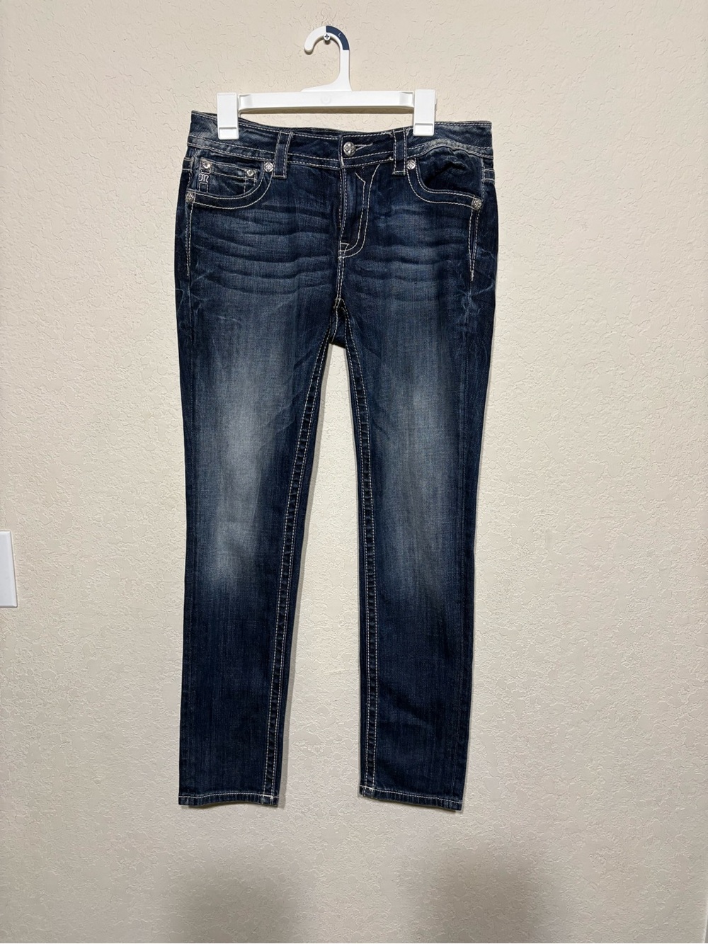 Miss Me Dark Blue Denim Mid-Rise Skinny Jeans 32x30